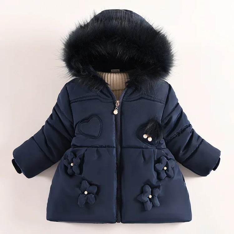 Girls Jacket Fur Collar