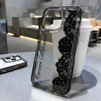 Black Lace Phone Case for iPhone 17 Pro Case 15 14 Pro Max 16 12 Shockproof Transparent Bumper Back Cover 17 Air 16 15 14 Plus