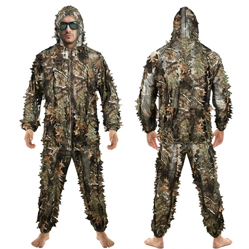 3D Leaves Camouflage Ghillie Suit Lightweight Camouflage Ghillie Woodland Camoflage Sniper Airsoft Shooting Hunting Equipment