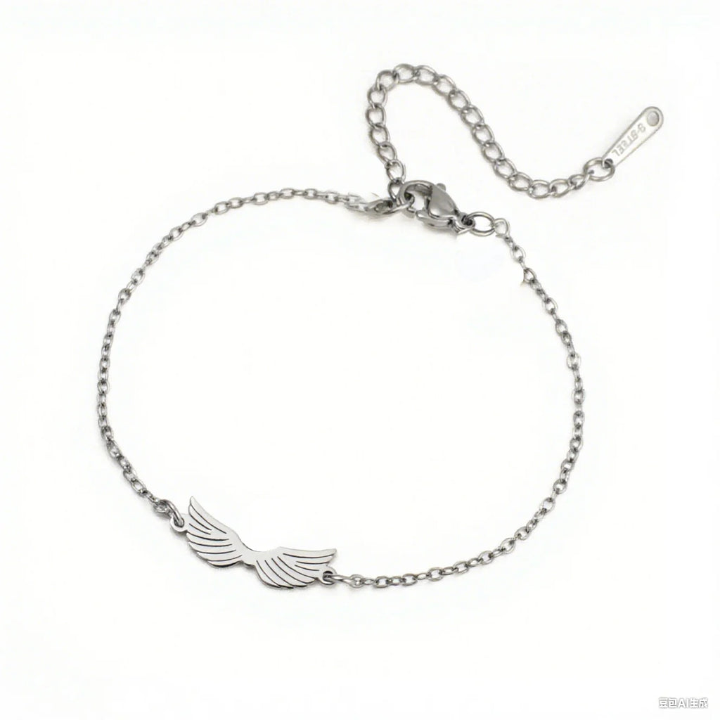 Lucktune Angel Wing Pendant Bracelet for Women Stainless Steel Beads Chain Bracelet Fashion Kpop 2025 New Jewelry Wedding Gift