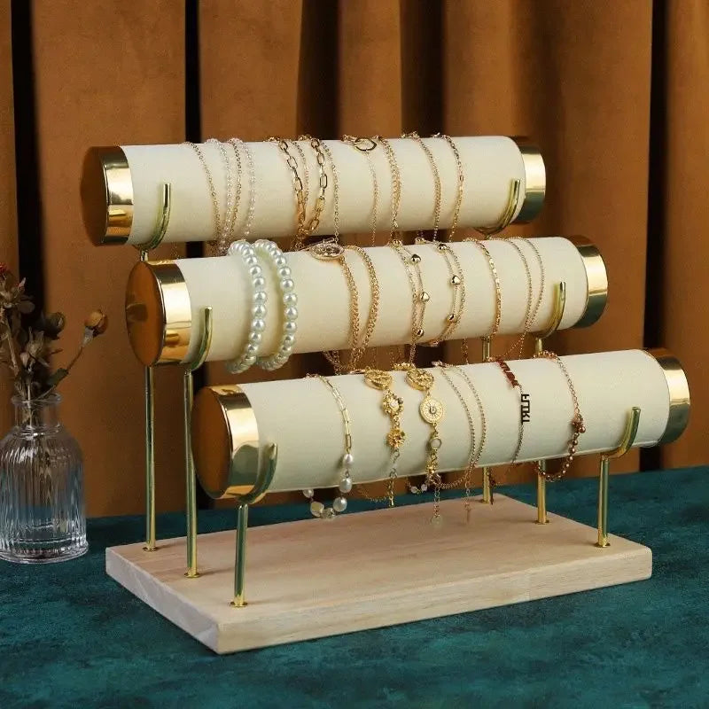 Detachable Bracelet Holder Jewelry Storage Stand with Wooden Tray Jewelry Holder for Jewelry Display
