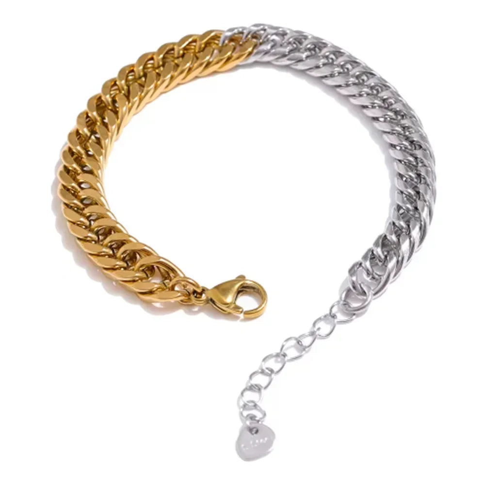 Stainless Steel Heart or Round Pendant Chain Bracelet jewelry