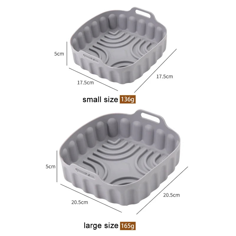 Air Fryer Silicone Basket Tray 20/23cm Round Square 4/5/6/8 Liters XXL Shape Airfryer Case Protector Pan Mold Liner