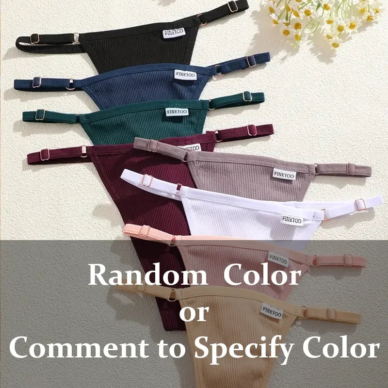 5Pcs Women's Cotton Adjustable Waist Panties Sexy Thongs G-String Solid Color Seamless Intimate Female Underpants Lingerie S-XL