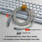 15cm/130cm C-C/USB-C Single Crystal Copper Keyboard Cable Supports 8K Magnetic Controllable Lights for HM Hub Computer Keyboard