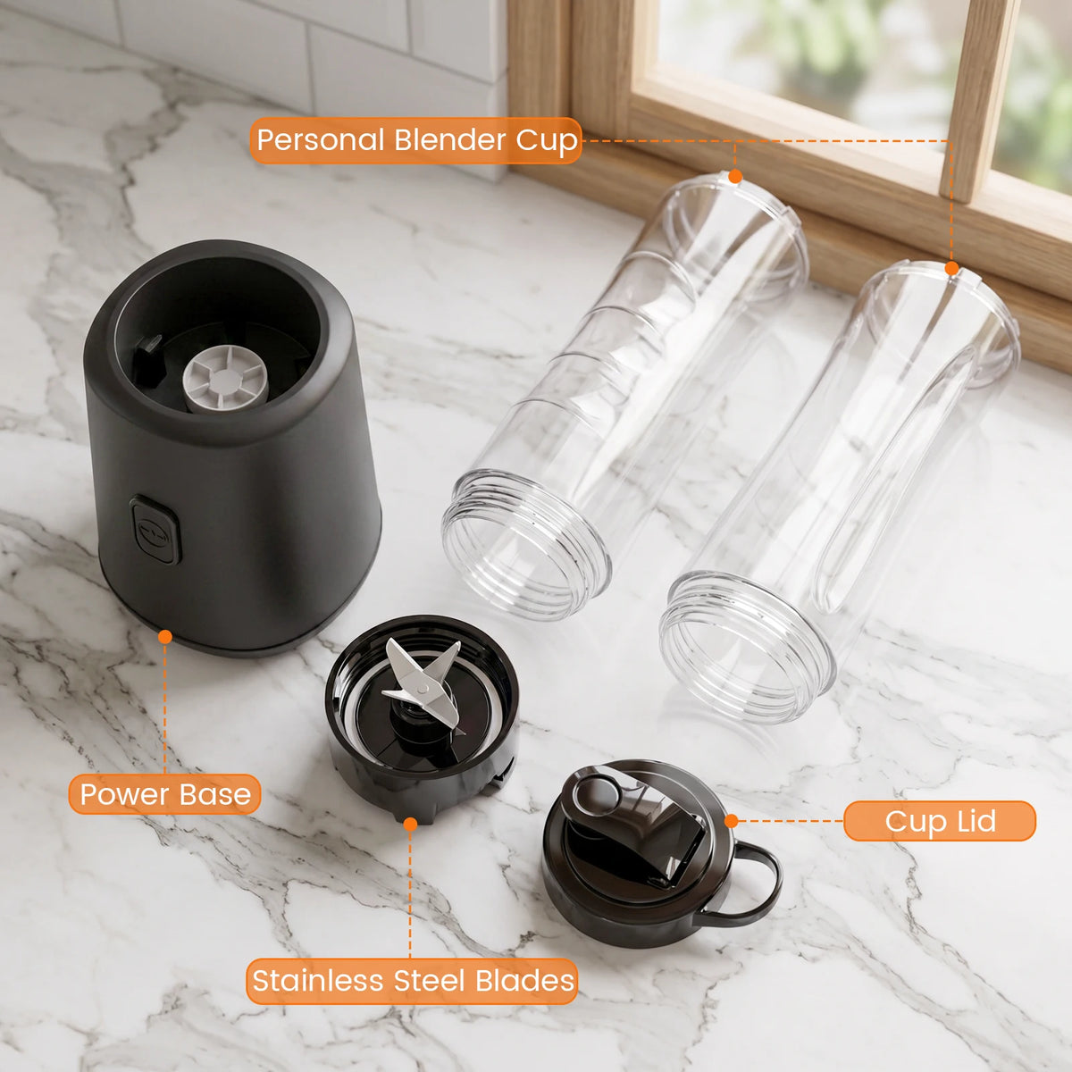 SUPERLEX Double Cup 600ML Electric Powerful Juicer 4000mAh Powerful Ice Crush Portable Blender Simple Operation Easy To Clean