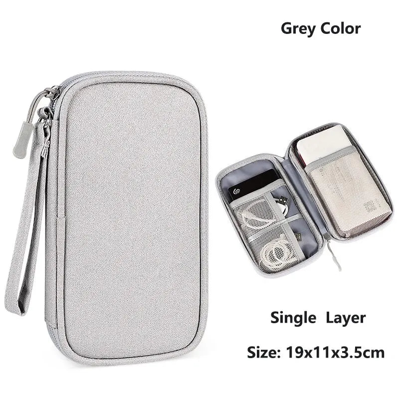 Data Cable Storage Bag Waterproof Portable Carry Case  Storage Bag Travel Organizer Bag for Cable Cord USB Charger