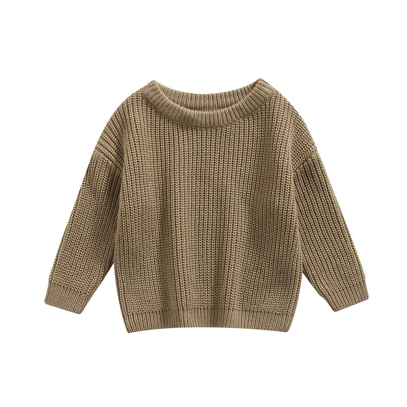 Autumn Baby Girls Boys Sweaters Coat Kids Knitting Pullovers Tops Baby Boys Girls Solid Color Basic Cotton Long Sleeve Sweater