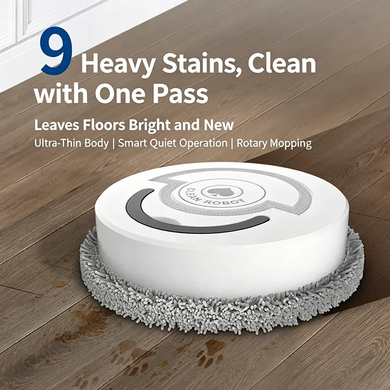 Smart Automatic Floor Mopping Robot 8.5cm Ultra Thin Rotary Mopping Robot Pressure Quiet Cleaning Robot for Hardwood Tile Floor