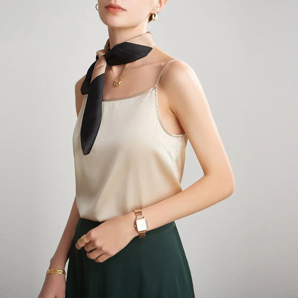Basic Womens Mulberry Silk Tank Tops for Ladies Real Silk Camisole with Adjustable Straps