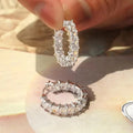 CAOSHI Versatile Luxury Hoop Earrings for Women Charming Princess Square Cubic Zirconia Daily Wear Graceful Jewelry Accessories