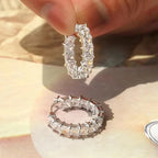 CAOSHI Versatile Luxury Hoop Earrings for Women Charming Princess Square Cubic Zirconia Daily Wear Graceful Jewelry Accessories