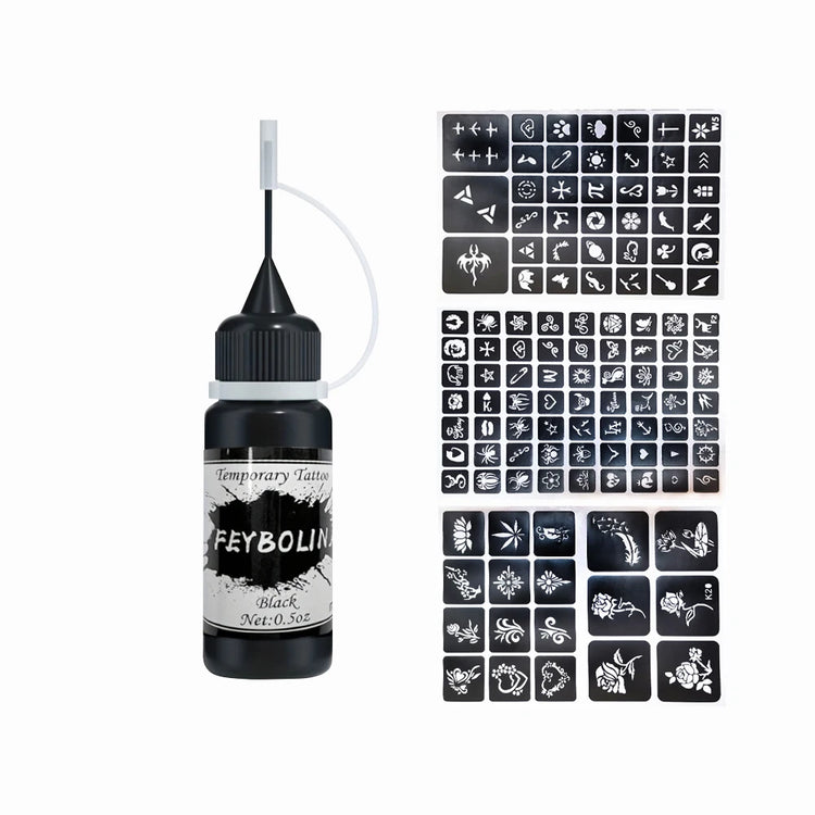 Long-Lasting Temporary Tattoo Inks with 3 Tattoo Stickers Kit, Freehand Painting Gel for Makeup Trend Party Tattoos for Face Bod