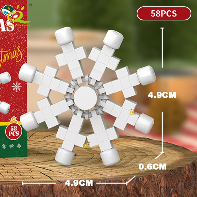 HUIQIBAO Christmas Mini Building Blocks Set DIY Santa Claus Xmas Tree Snowman House Ornament Kid Educational Assembly Toy