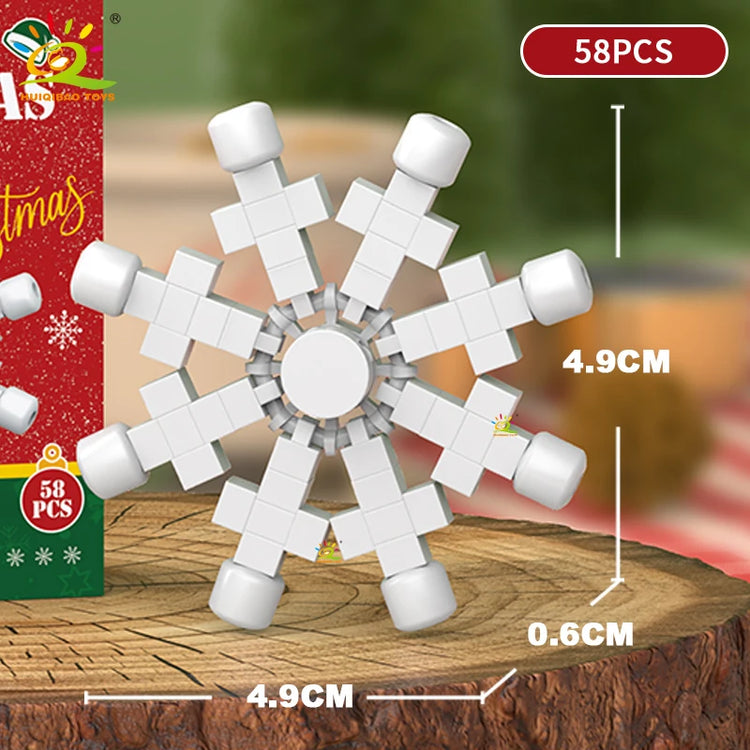 HUIQIBAO Christmas Mini Building Blocks Set DIY Santa Claus Xmas Tree Snowman House Ornament Kid Educational Assembly Toy