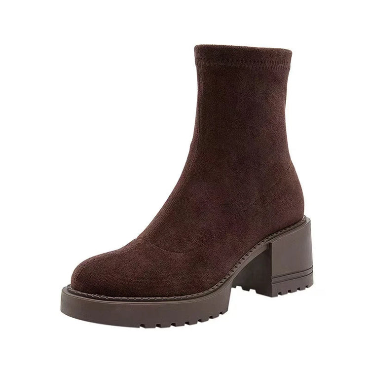 Ankle Boots For Women High Heels Suede Fashion Chunky Shoes Designer Luxury Winter Boots 2025 New Dress Botas Para Mujer Zapatos
