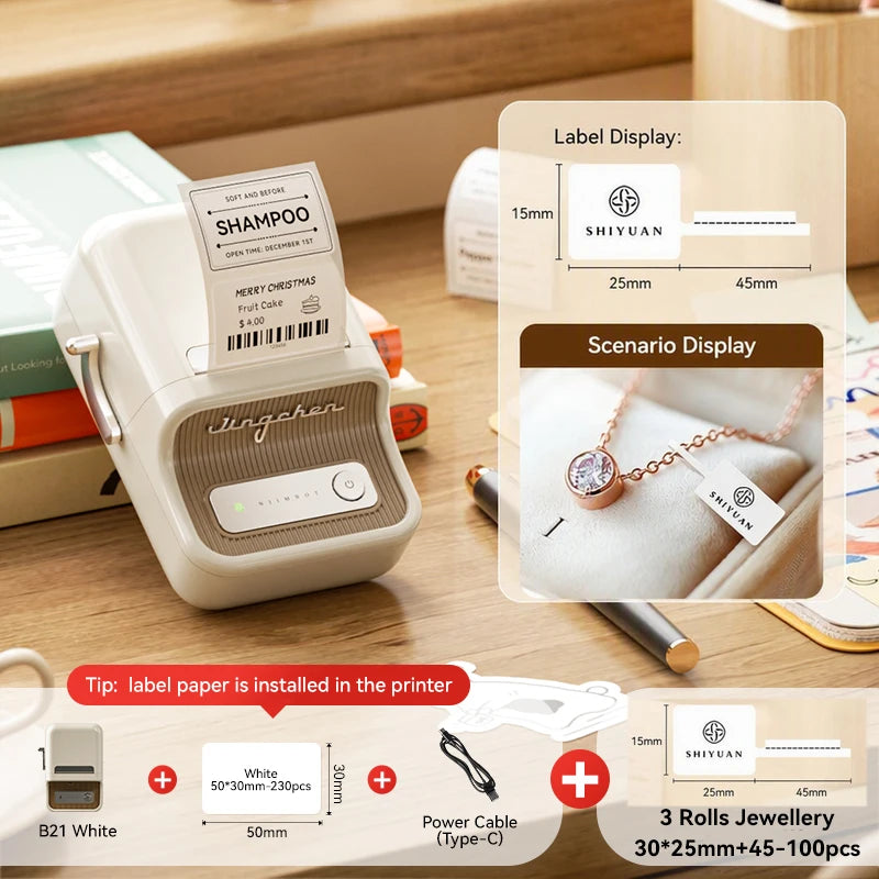 NIIMBOT B21/B1 Portable Thermal Printer 1500mAh Wireless Sticker Printer With Self-adhesive Labels For Barcode Clothing Jewelry