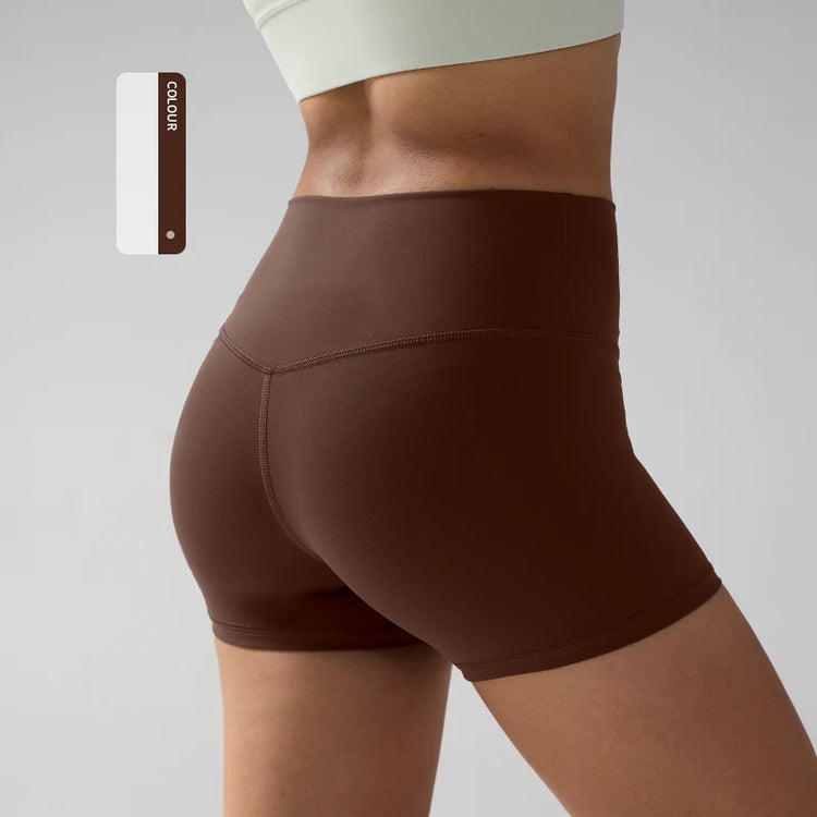 Solid Color High-Waisted Yoga Shorts for Women Quick Dry Breathable Fitness Sport Running Cycling Leggings