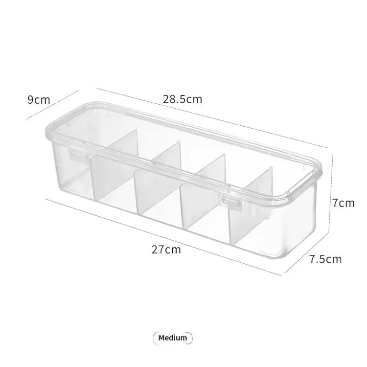 1pc Dustproof Cable Management Box, Clear Transparent Desktop Organizer with Lid, Adjustable Dividers for Cords, Storage