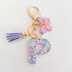 Fashion butterfly Fringe Initial Keychain Drop Glue Blend Sequin A-Z26 Letter Keychain Cute Ladies Student Bag Accessory Gift