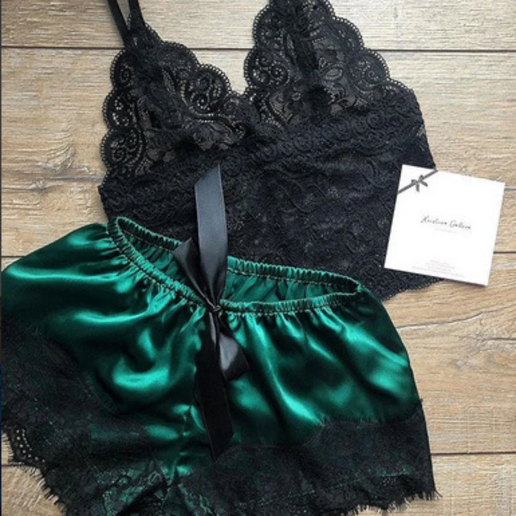 Pajama Sets Sexy Pajamas for Women 2 Pieces Top Shorts Set Sleepwear Clothes Lace Pajamas Underwear Lingerie