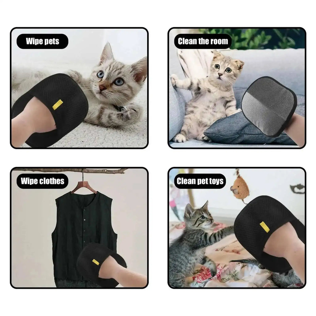 Pet Hair Removal Tool Reusable Static Removal Gloves, Double-Sided Grooming Gloves for Pets, Removes Pet Fur Hair for Carpets