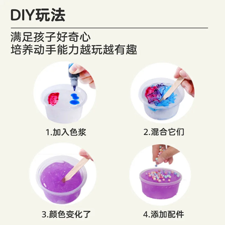 DIY Crystal Mud Slime Kit Fluffy Clear Educational Stress Relief Sensory Toy for Kids Girls Boys Birthday Gift