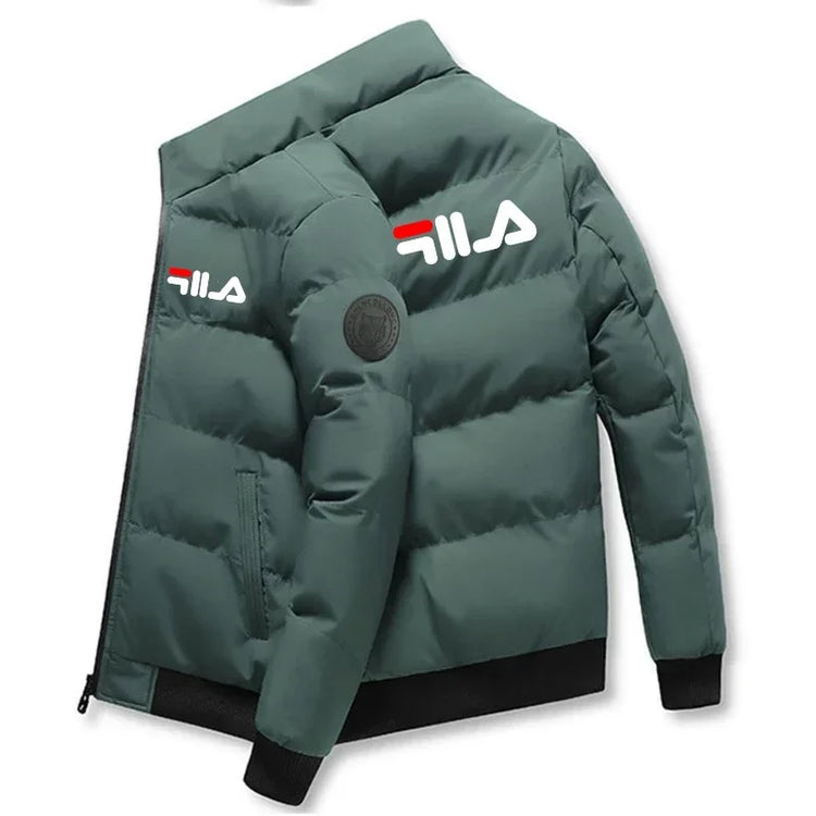 Short Thick Warm Jacket Men Fall Winter Printed Zip Windproof Outdoor Casual Outerwear M-5XL