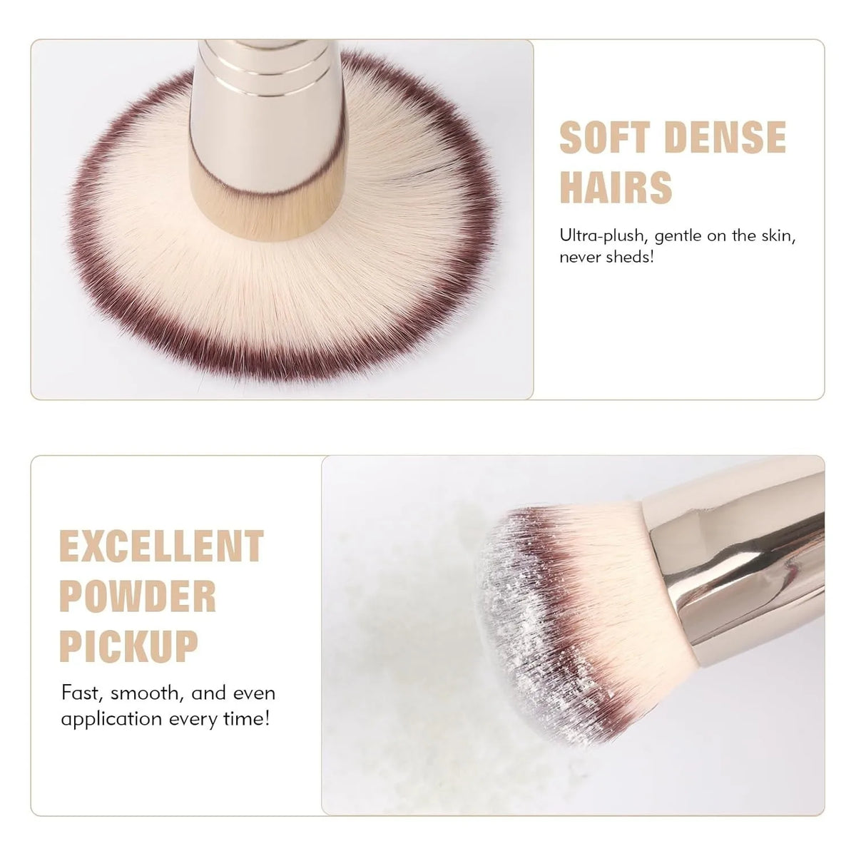 Dual Ended Foundation Brush for Liquid Powder Blush Concealer Contour, Professional Makeup Tool with Travel Pouch for Women Girl