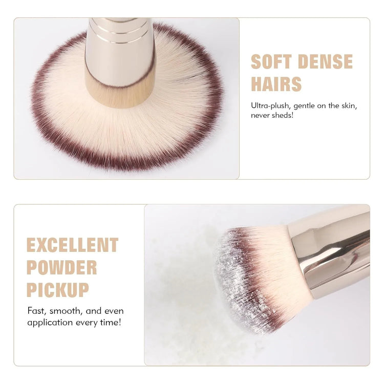 Dual Ended Foundation Brush for Liquid Powder Blush Concealer Contour, Professional Makeup Tool with Travel Pouch for Women Girl