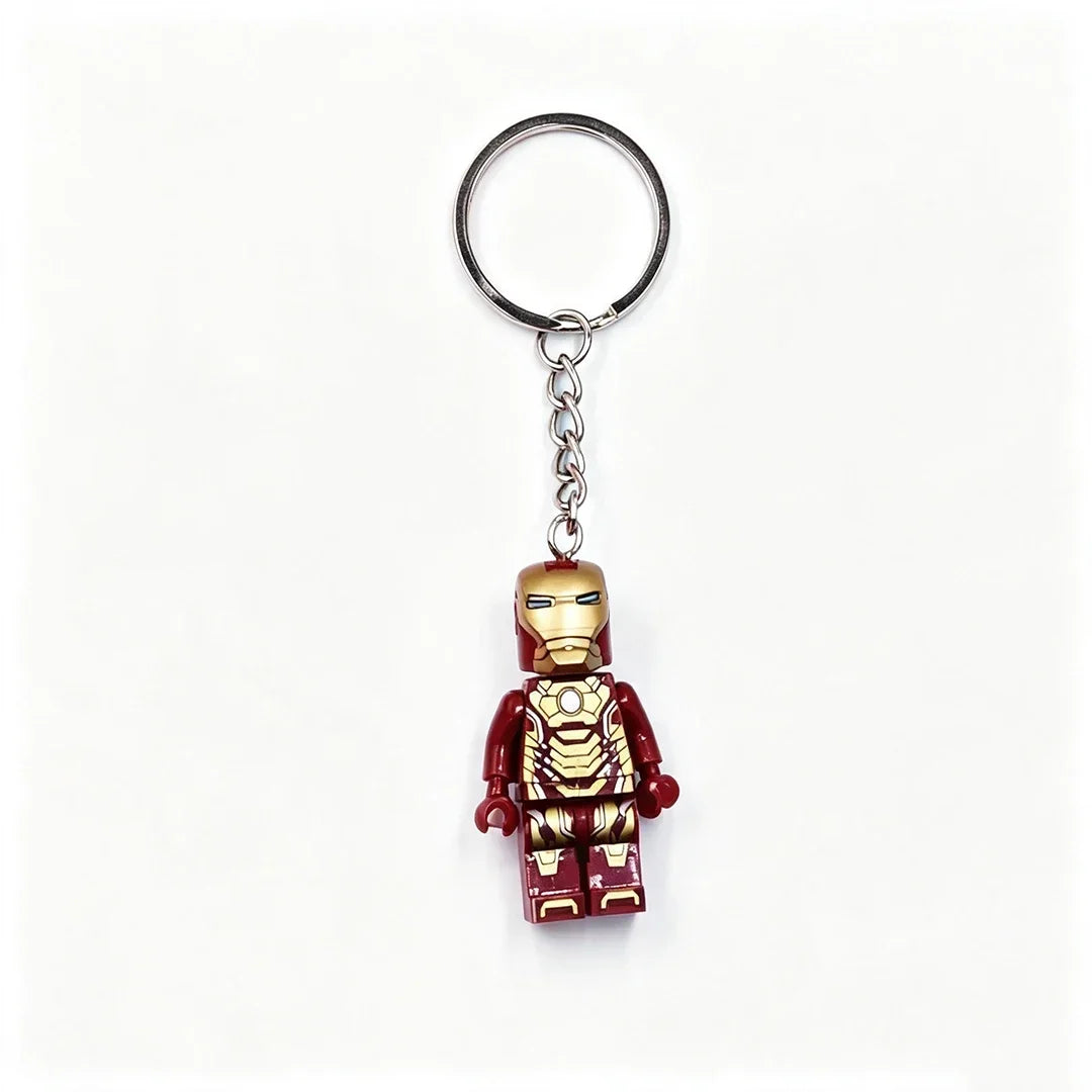 Kawaii  Building Block Minifigure Keychain,Iron Man Spider-Man Superman Key Ring,Backpack Pendant,Birthday Gift