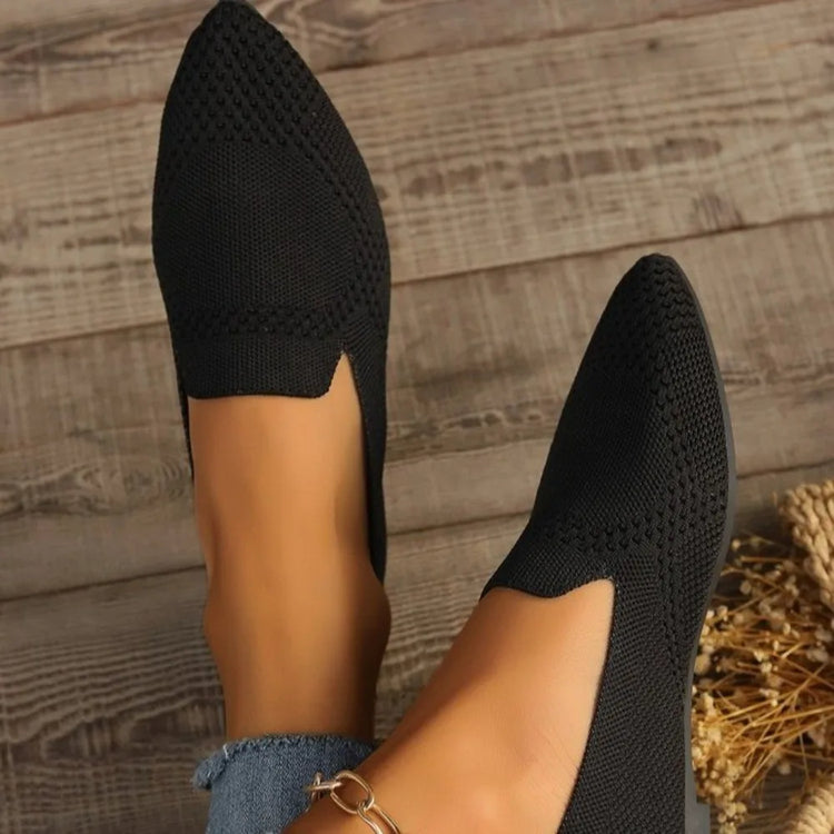 Autumn New Outwear Solid Color Oversized Shallow Cut Shoes Women's Knitted Comfort Flat Shoes Women