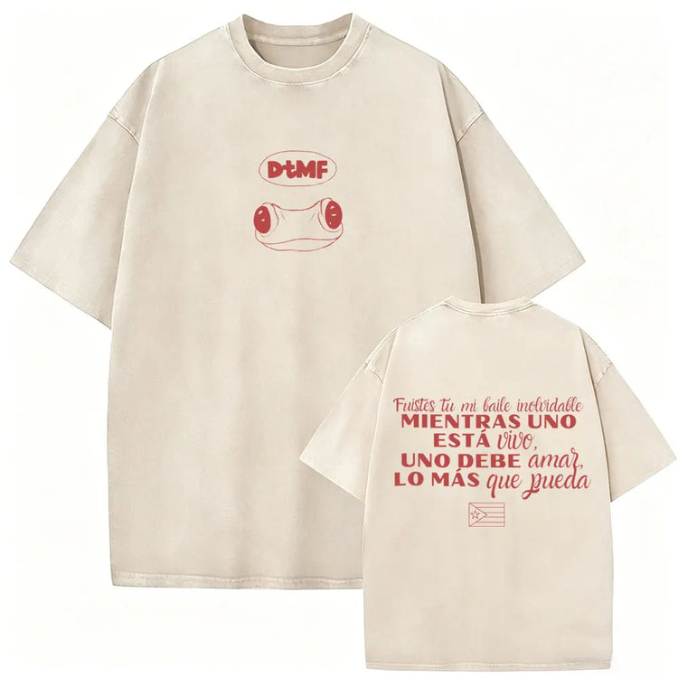 Rapper Bad Bunny Vintage Washed T Shirts Fans Gift Debi Tirar Mas Fotos DTMF Merch T-shirt Men's Women Hip Hop Fashion T-shirts