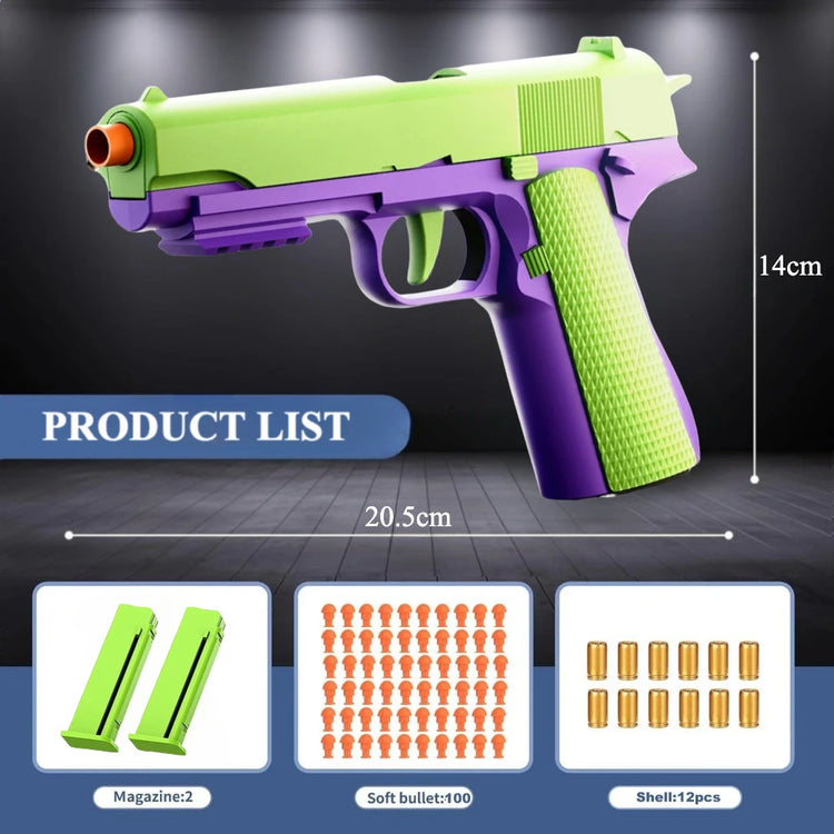 USP Shell Ejecting Soft Bullet Toy Gun Automatic Pull Back Action Shell Throwing Continuous Firing Shooting Games Christmas Gift
