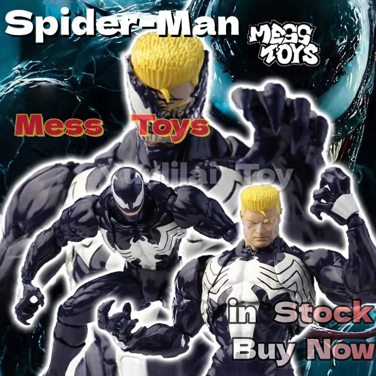 Genuine Mess Toys Venom Anime Action Figure Black Spider Man Lethal Neighbor Collectible Toys Birthday Gift For Adult Collection