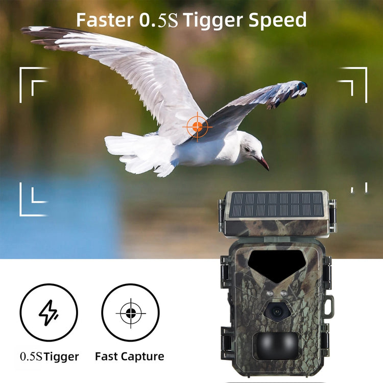 Suntekcam Mini Solar Trail Camera, 20MP 1080P Night Vision IP65 Waterproof, 0.5s Trigger Deer Scouting Wildlife Monitoring