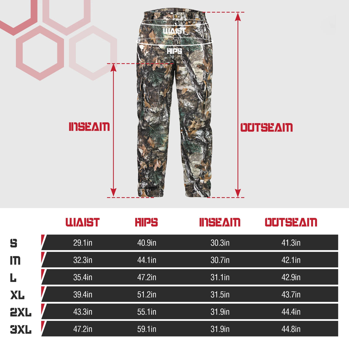 M-3XL Hunting Pants Men's Jungle Camo Pants Outdoor Tactical Long Pants Windproof Warm Travel Sweatpants Deer Hunting Pants
