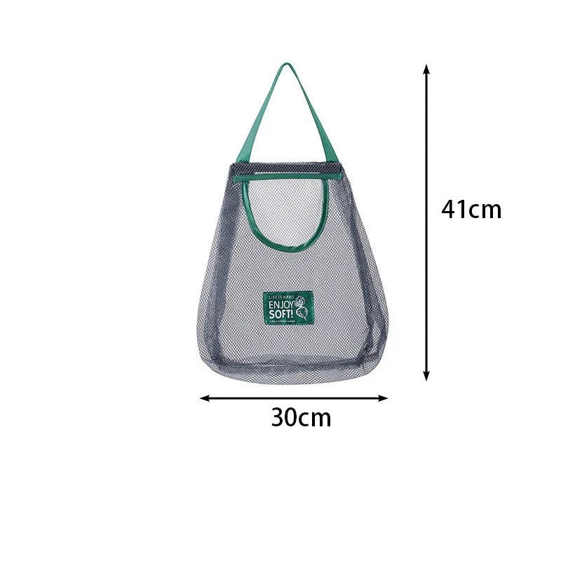 Reusable Hang Mesh Storage Bag With Smooth Edge‑Wrapped Handle Kitchen Fruit Vegetable Net Pouch Onion Garlic Potato Organizer