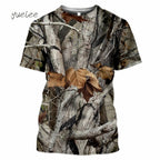 Novelty Men's T-Shirt 3D Woods Hunting Camouflage Print Short-Sleeved T-Shirt Outdoor Sports Tops Summer Men's Casual T-Shirt