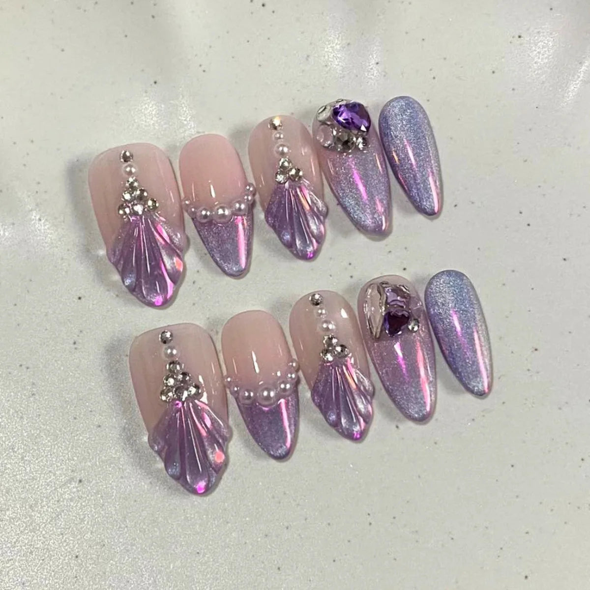 24Pcs Pink Almond False Nails Butterfly Ballet with French Design Wearable Fake Nails Simple Artificial Press on Nails Tips Art