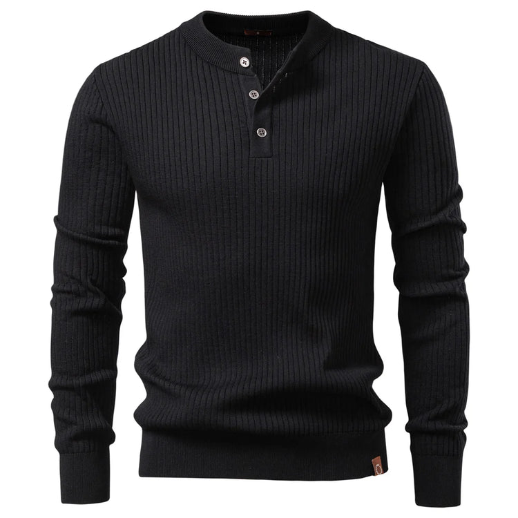 AIOPESON Button Placket Polo Shirt Men Ribbed Stripe Long Sleeve Contemporary Fit Minimalist Autumn Winter Premium Business Top