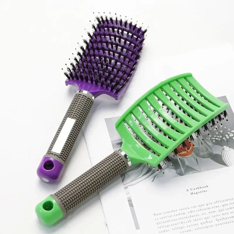 Hair Brush Exfoliating Hair Brush Bristle Women's Wet Curly Hair Comb Salon Hair Styling Tool，Special for Real Hair Wigs