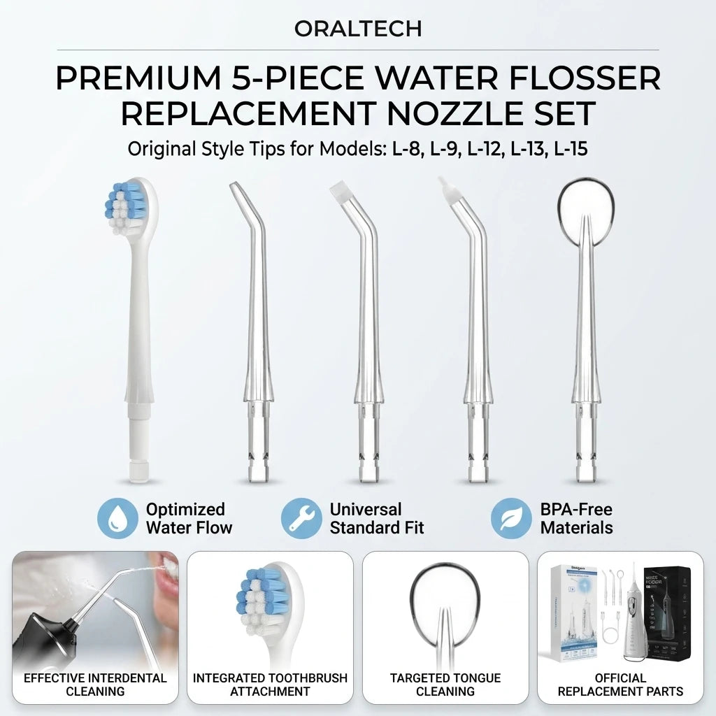 Replacement Oral Irrigator Nozzles, Water Flosser Brush Heads Compatible with L-8/9/12/13/15, Dental Scaler Tips, Oral Care