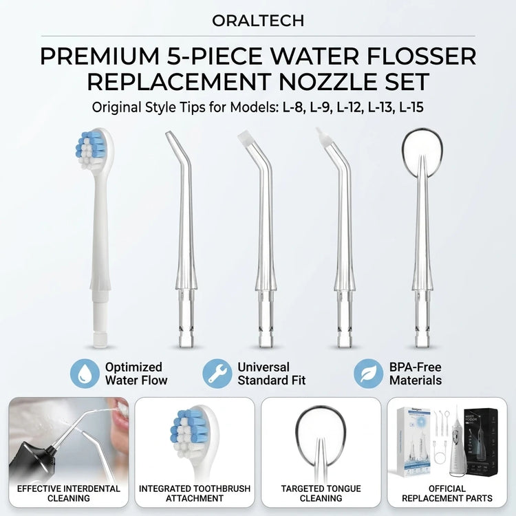 Replacement Oral Irrigator Nozzles, Water Flosser Brush Heads Compatible with L-8/9/12/13/15, Dental Scaler Tips, Oral Care