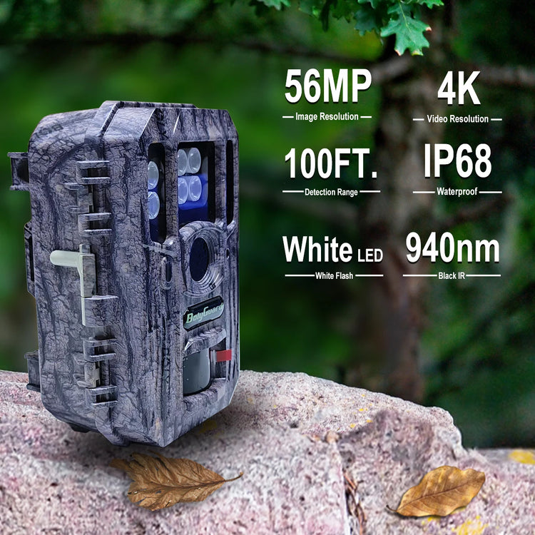 BolyGuard BG662-HQ 940nm Night Vision Invisible 4K Video 56MP Hunting Camera Portable Outdoor Trail Camera Gift SD Card
