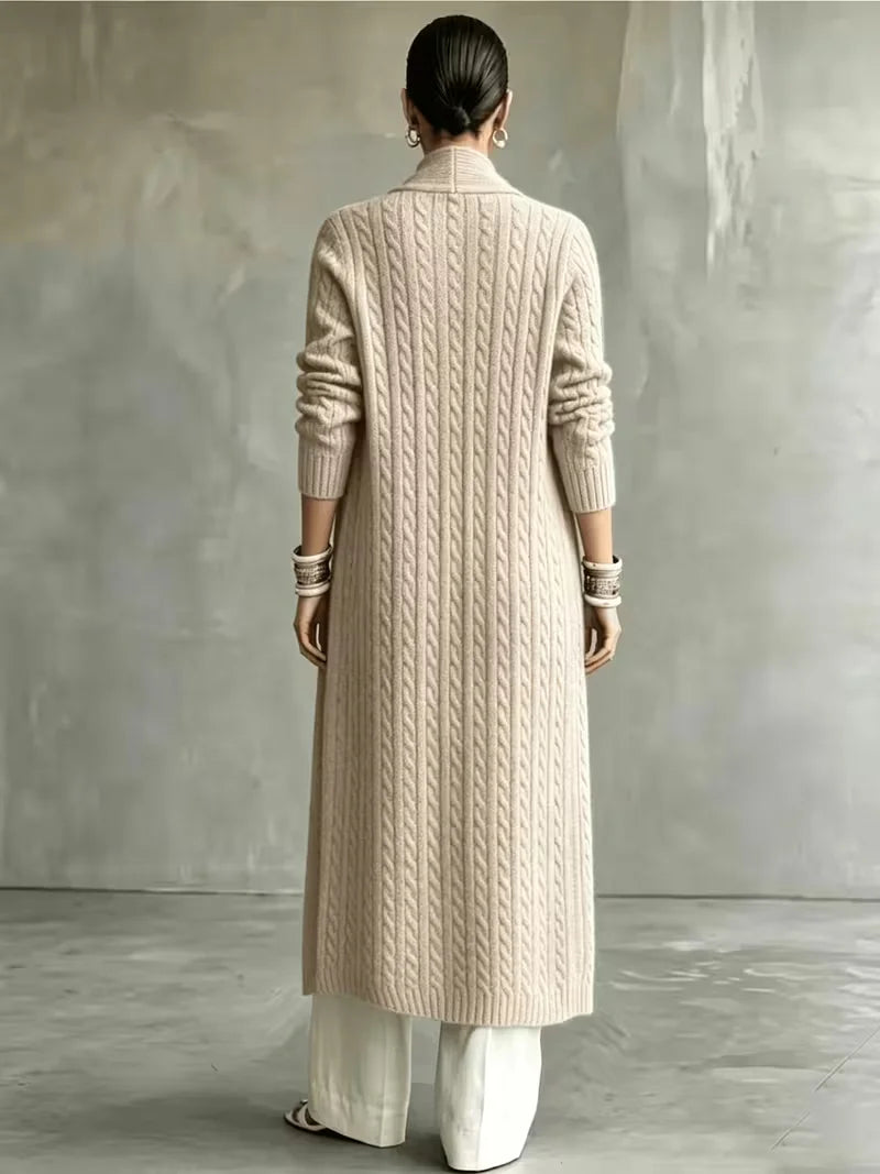 Women's Plus Size Long Knit Cardigan Loose Slimming Open Front Long Sleeve Sweater Coat Casual Commuter Fall Winter Layering