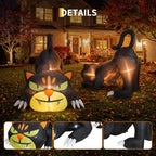 7ft Lighted Halloween Inflatable Black Cat Waterproof LED Outdoor Yard Decor for Garden Lawn and Trick or Treat Events Blow Up Holiday Party Spooky Night Display Prop Supplies