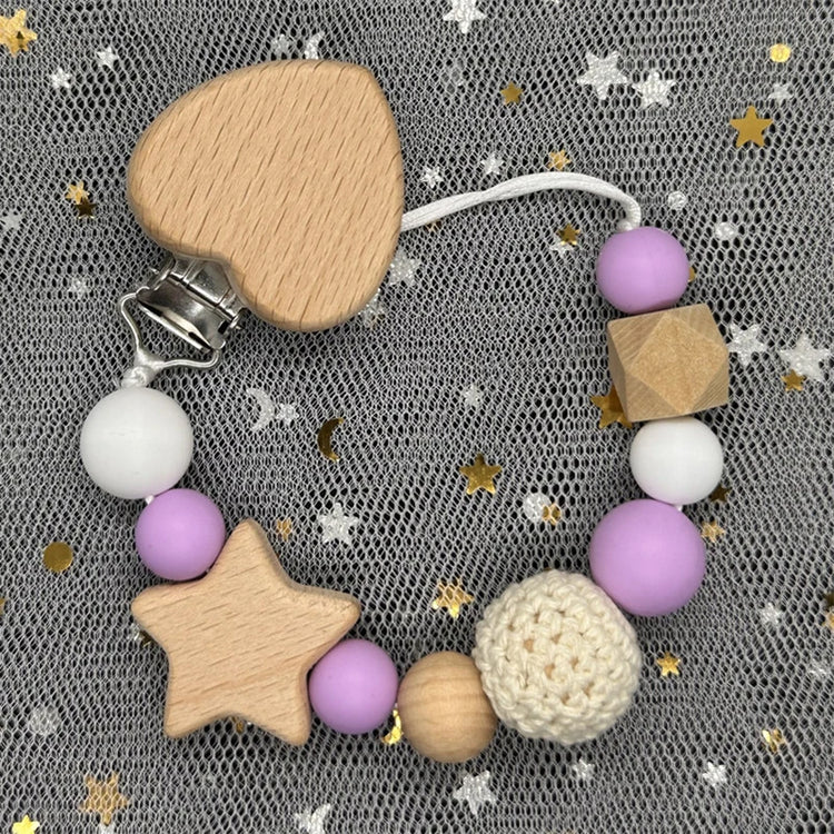 Personalized Baby Pacifier Clip Custom Name Silicone Bead Nipple Dummy Clips Engraved Infant Wooden Pacifier Holder Newborn Gift