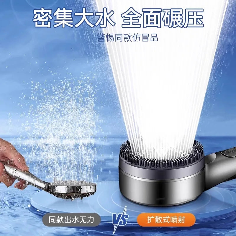 New 7 IN 1 Large Flow Shower Head With Filter 4 Modes High Pressure Water Saving One-Key Stop Water Massage Portable Showerhead