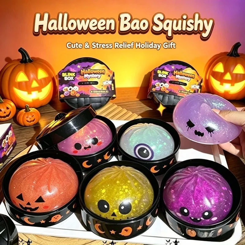 Halloween Dumpling Squeeze Squishy Toy Dumpling Slow Rising Squeeze Stress Relief Sensory Toy Soft Kawaii Halloween Fidget Toy